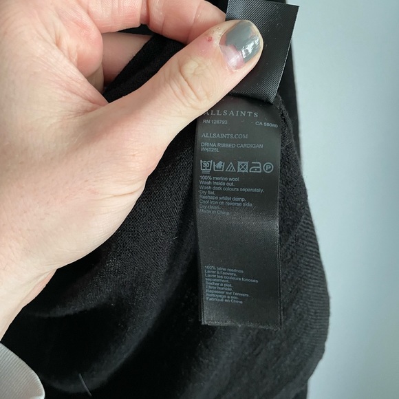 Allsaints Drina 100% Merino Wool Draped Cardigan Womens Size Small - Picture 5 of 5